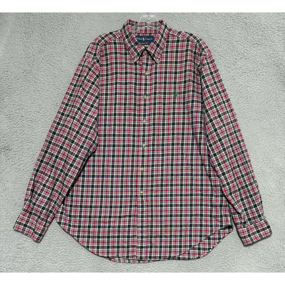 Vintage Polo Ralph Lauren Classic Fit plaid button up long sleeve shirt Mens XL